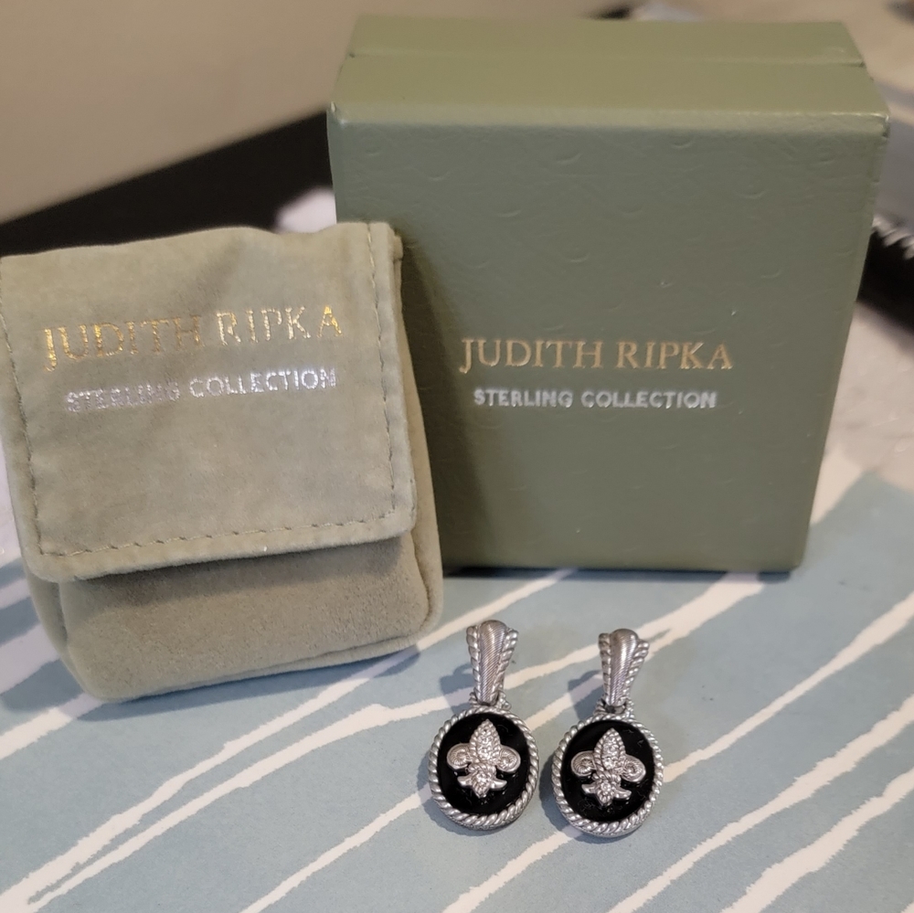 Rare Judith Ripka Fleur de Lis Earrings